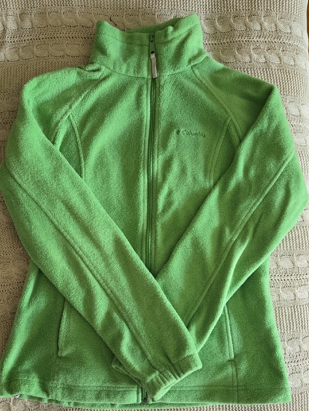 Columbia Light Green Full-Zip Fleece Jacket